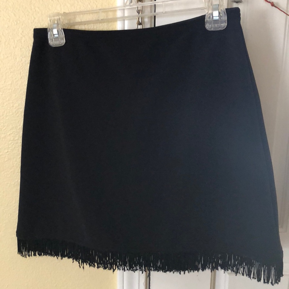 Joe Benbasset Black Mini Skirt with Fringe